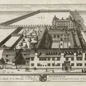 Magdalen College Print 1675 Bird's-Eye View Engraving Magdalen College Print 1675 Bird's-Eye View Engraving