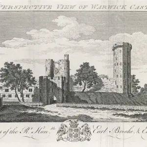 Warwick Castle Print 1760, England Warwick Castle Print 1760, England