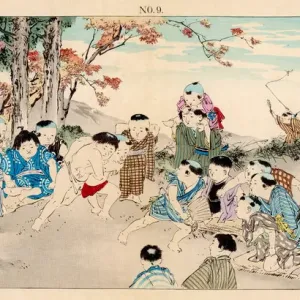 Japanese Boys Wrestle Two Print