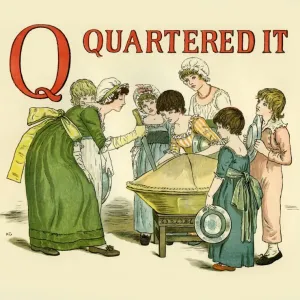Kate Greenaway's Q Quartered it From A Apple Pie Print 1886 Kate Greenaway's Q Quartered it From A Apple Pie Print 1886