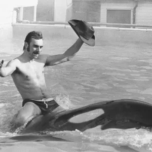 Riding a Killer Whale Print, 1960s Riding a Killer Whale Print, 1960s