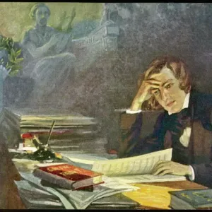 Robert Schumann Print - German musician at desk Robert Schumann Print - German musician at desk