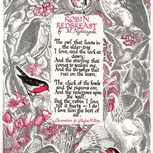 Robin Redbreast Print, 1939 Decoration by Gladys M. Rees Robin Redbreast Print, 1939 Decoration by Gladys M. Rees