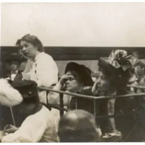Rush Trial Print: Christabel Pankhurst and Mrs Pankhurst in Court