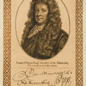 Samuel Pepys Print, Engraving Samuel Pepys Print, Engraving