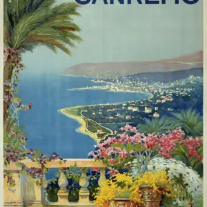 Sanremo Print, Italian Coastline, circa 1920 Sanremo Print, Italian Coastline, circa 1920