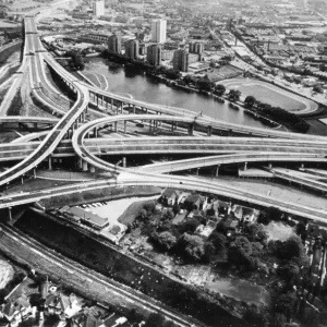 Spaghetti Junction Aerial View Print, Birmingham, 1970s Spaghetti Junction Aerial View Print, Birmingham, 1970s