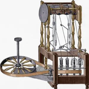 Spinning-frame Print, 1767 Water-Powered Cotton Spinner Spinning-frame Print, 1767 Water-Powered Cotton Spinner