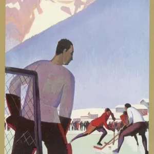 Ice Hockey Print, Chamonix France Ice Hockey Print, Chamonix France