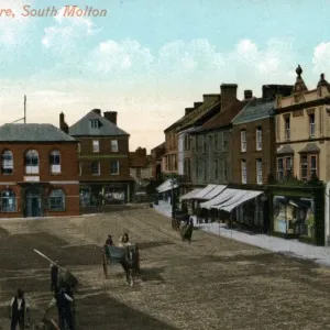 The Square, South Molton Print, Devon, England 1900s The Square, South Molton Print, Devon, England 1900s