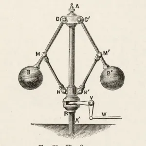 Steam Engine with Fly-Ball Governor Print