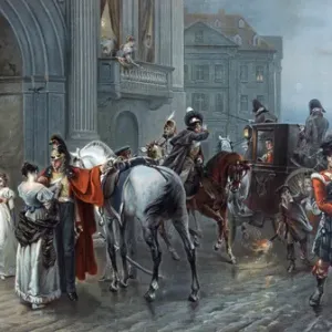 Waterloo Print: Officers Leaving the Duchess of Richmond's Ball, 1815 Waterloo Print: Officers Leaving the Duchess of Richmond's Ball, 1815