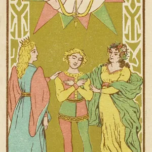 20th Century Print of Tarot Card 6 - L'Amoureux 20th Century Print of Tarot Card 6 - L'Amoureux