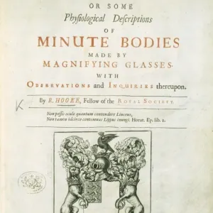 Print of Title page to Robert Hooke's Micrographia (1665) Print of Title page to Robert Hooke's Micrographia (1665)