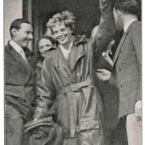 Amelia Earhart Print - Hanworth After Atlantic Flight Amelia Earhart Print - Hanworth After Atlantic Flight