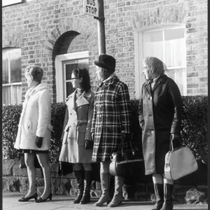 Bus Stop Queue Print 1960s Bus Stop Queue Print 1960s