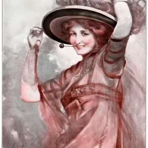 William Barribal's 1910 Print: A Young Woman Adjusts Her Hat William Barribal's 1910 Print: A Young Woman Adjusts Her Hat