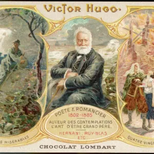 Victor Hugo Print with Scenes from Les Misérables and Notre-Dame de Paris Victor Hugo Print with Scenes from Les Misérables and Notre-Dame de Paris
