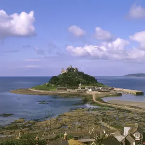 View of St Michaels Mount, Cornwall Print - circa 1980s View of St Michaels Mount, Cornwall Print - circa 1980s