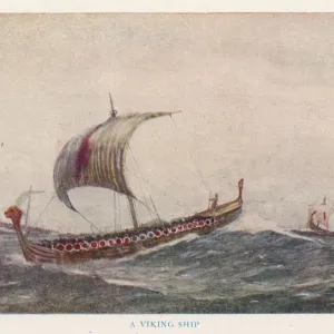 Viking Ships Print - Three vessels at sea Viking Ships Print - Three vessels at sea