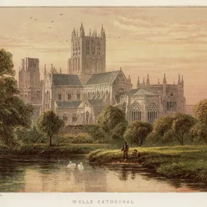 Wells Cathedral Print, 1871 Engraving