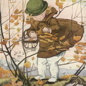 Autumn Scene: Wind Blown Print by Muriel Dawson