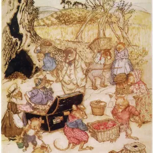 Wind in Willows Print: Mice Join Ratty and Mole at Picnic Wind in Willows Print: Mice Join Ratty and Mole at Picnic