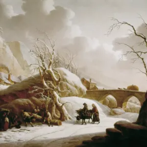 SCHEICKHARDT, Heinrich Wilheim. Winter landscape with farmers SCHEICKHARDT, Heinrich Wilheim. Winter landscape with farmers