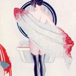 1920s Bathroom Print of a Woman Drying Herself 1920s Bathroom Print of a Woman Drying Herself
