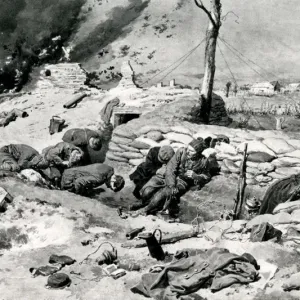 WW1 Print - British Trenches Under Shell Fire at Neuve Chapelle, 1915 WW1 Print - British Trenches Under Shell Fire at Neuve Chapelle, 1915