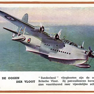 WW2 British RAF Flying Boat Sunderland Print circa 1940 WW2 British RAF Flying Boat Sunderland Print circa 1940