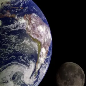 Earth and Moon Print from Space Earth and Moon Print from Space