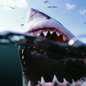 Great White Shark Print, Split-Level View Great White Shark Print, Split-Level View