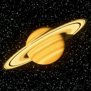 Saturn Print: Computer artwork of the planet against a starfield Saturn Print: Computer artwork of the planet against a starfield
