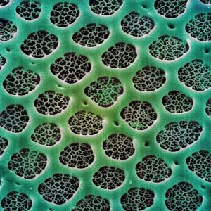 Diatom Alga Print, SEM Image of a Silica-Formed Frustule Diatom Alga Print, SEM Image of a Silica-Formed Frustule