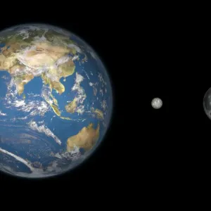 Print of Earth, Ceres and the Moon Print of Earth, Ceres and the Moon