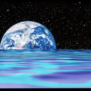 Earth Rising Over Water Print Earth Rising Over Water Print