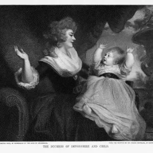 A print of Georgiana, Duchess of Devonshire, with her first child A print of Georgiana, Duchess of Devonshire, with her first child