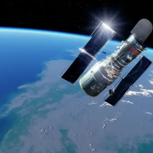 Telescopio spaziale Hubble in orbite, opera d'arte Telescopio spaziale Hubble in orbite, opera d'arte