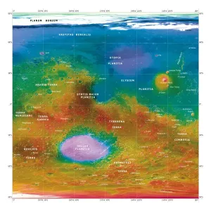 Mars Topographical Map Print Mars Topographical Map Print