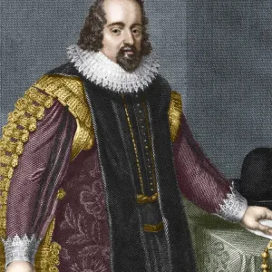 Colour portrait print of Sir Francis Bacon