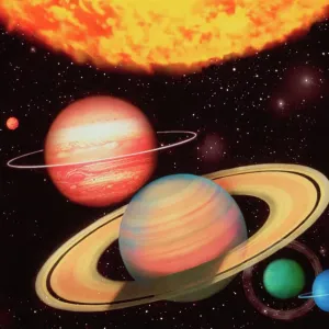 Solar System Print - Computer Graphic of the Sun and Planets Solar System Print - Computer Graphic of the Sun and Planets