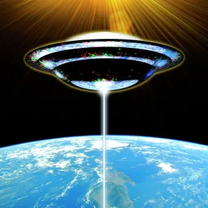 Print of a UFO above Earth Print of a UFO above Earth