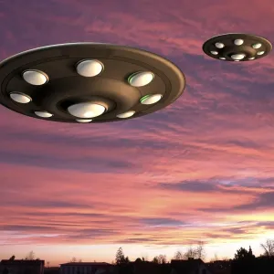 Computer Artwork UFO Landing Print Computer Artwork UFO Landing Print