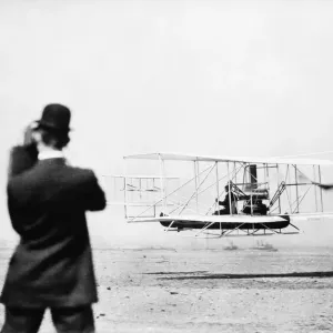 Wright Model A aircraft in flight, 1909 Print Wright Model A aircraft in flight, 1909 Print