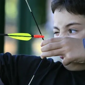 Archery Print, Boy Targeting the Bullseye