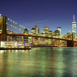 WorldInPrint: Brooklyn Bridge Nighttime Print, NYC WorldInPrint: Brooklyn Bridge Nighttime Print, NYC