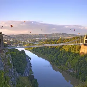 Clifton Suspension Bridge Print with Hot Air Balloons
