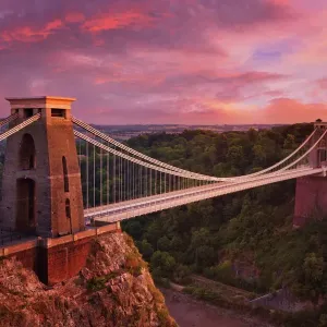 Clifton Suspension Bridge Print at Sunset, Bristol England