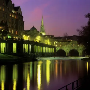 Dusk over Pulteney Bridge Print, Bath, Somerset, England Dusk over Pulteney Bridge Print, Bath, Somerset, England